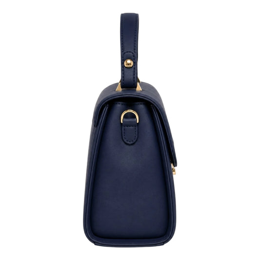 The Perfect Purse LLC Navy Leather Women's Handbag with Secure Lock Closure