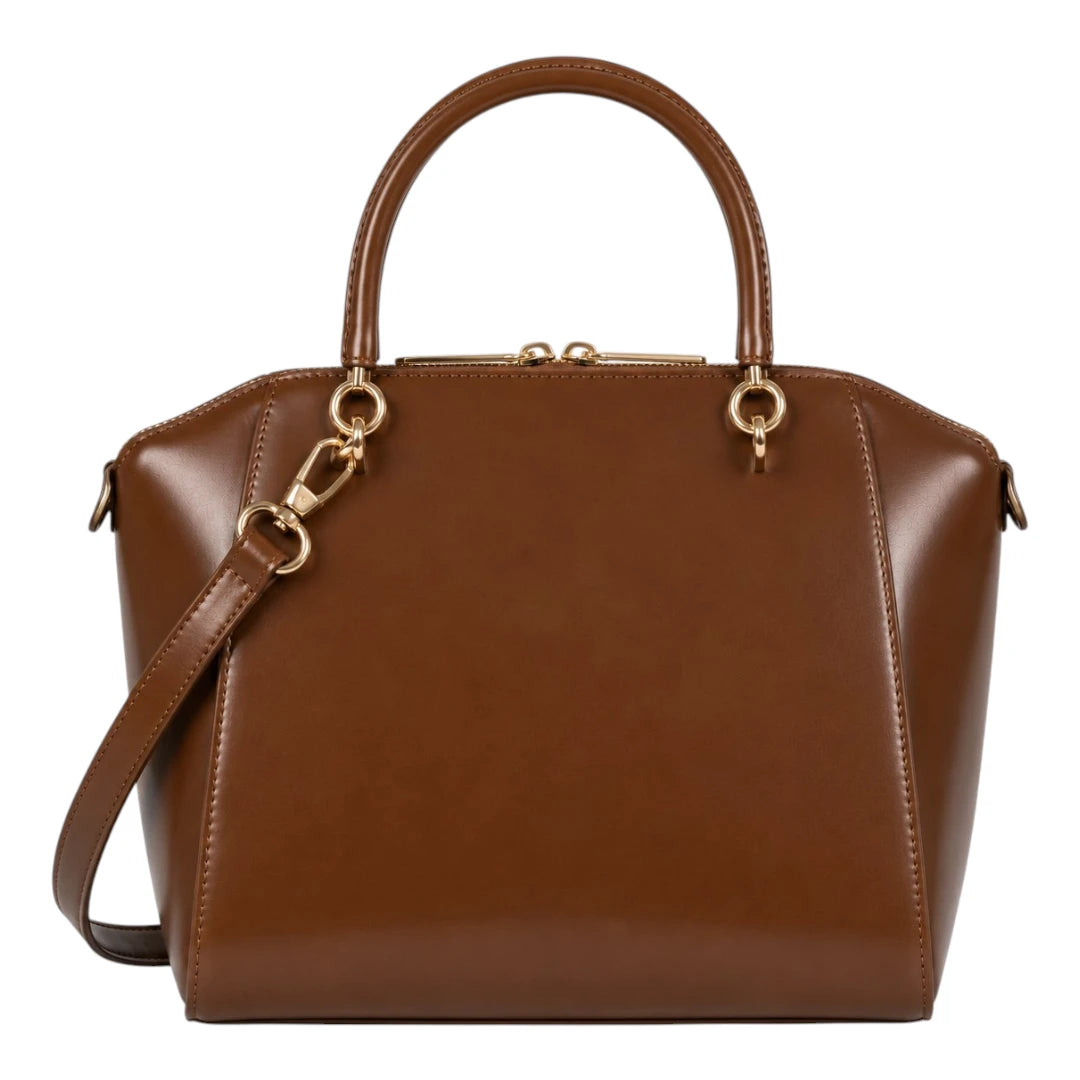 The Perfect Purse LLC Women's Brown Handbag with Detachable Shoulder Strap