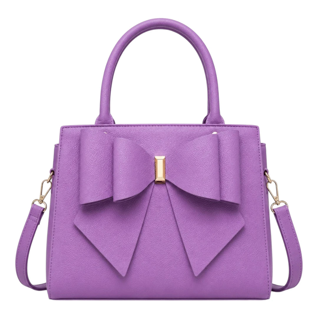 The Perfect Purse LLC Women's Purple Leather Bow Accent Women's Handbag