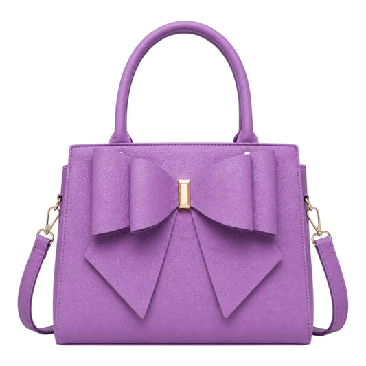 The Perfect Purse LLC Women's Purple Leather Bow Accent Women's Handbag