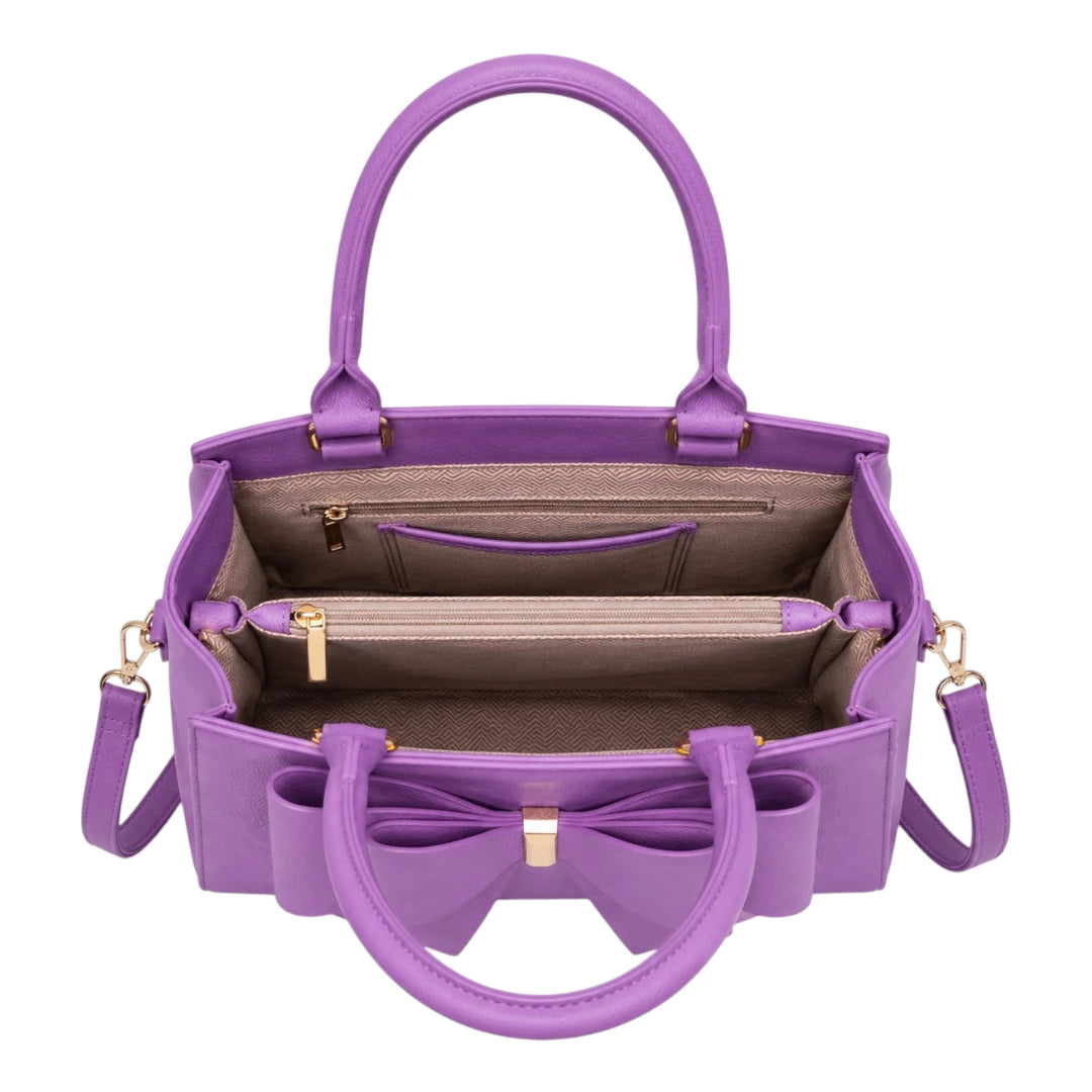 The Perfect Purse LLC Women's Purple Leather Bow Accent Women's Handbag